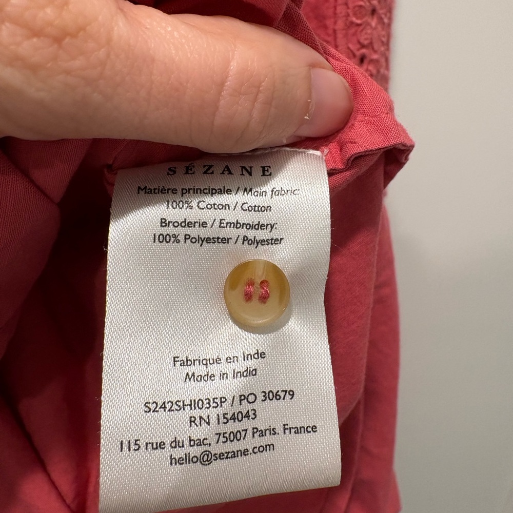 Sezane Zoelie Shirt Rosewood - Size 6 - Picture 5 of 10